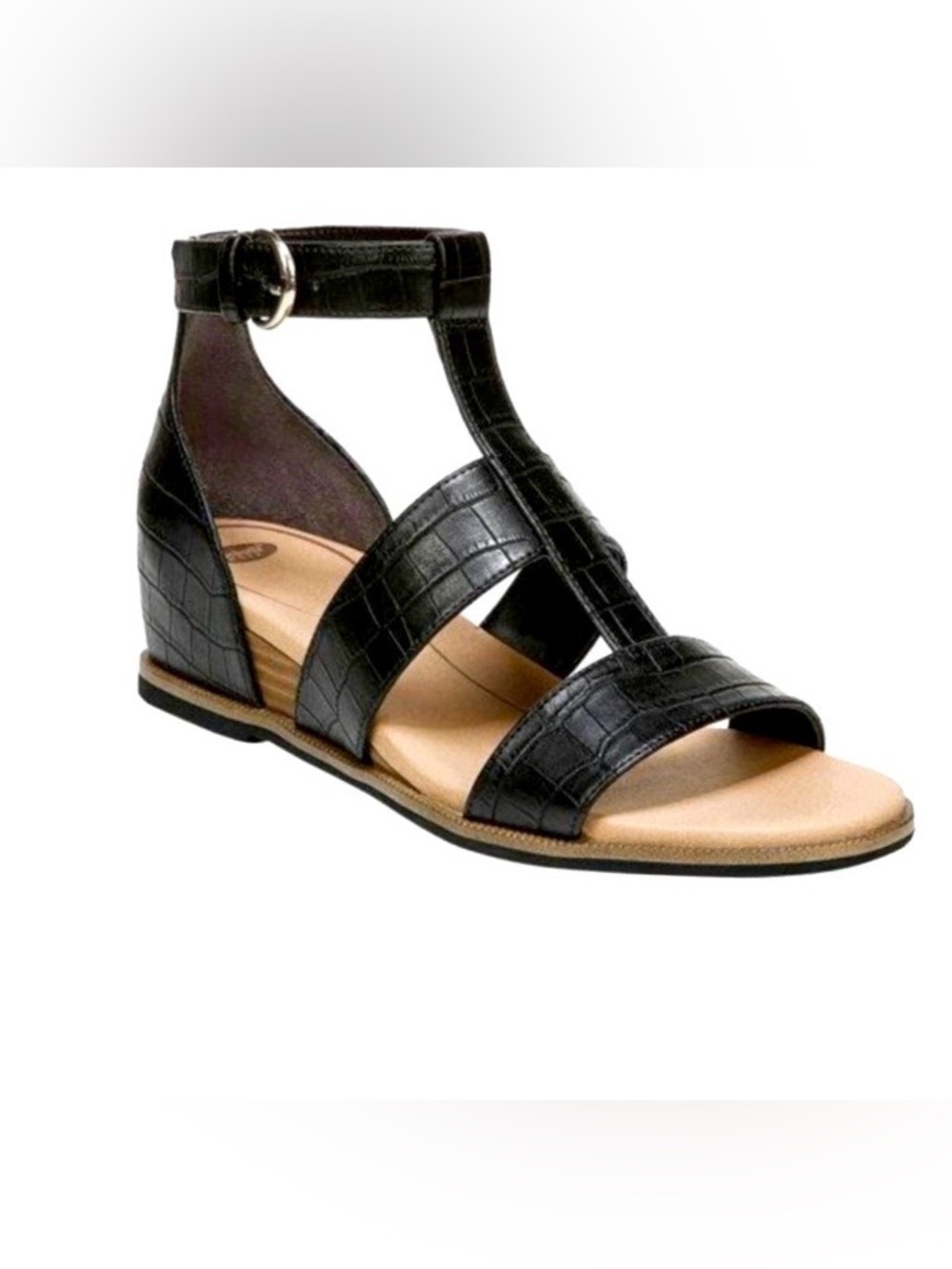 BRAND NEW DR SCHOLLS  Black Gladiator - Free Spirit Wedge Sandals 7.5
